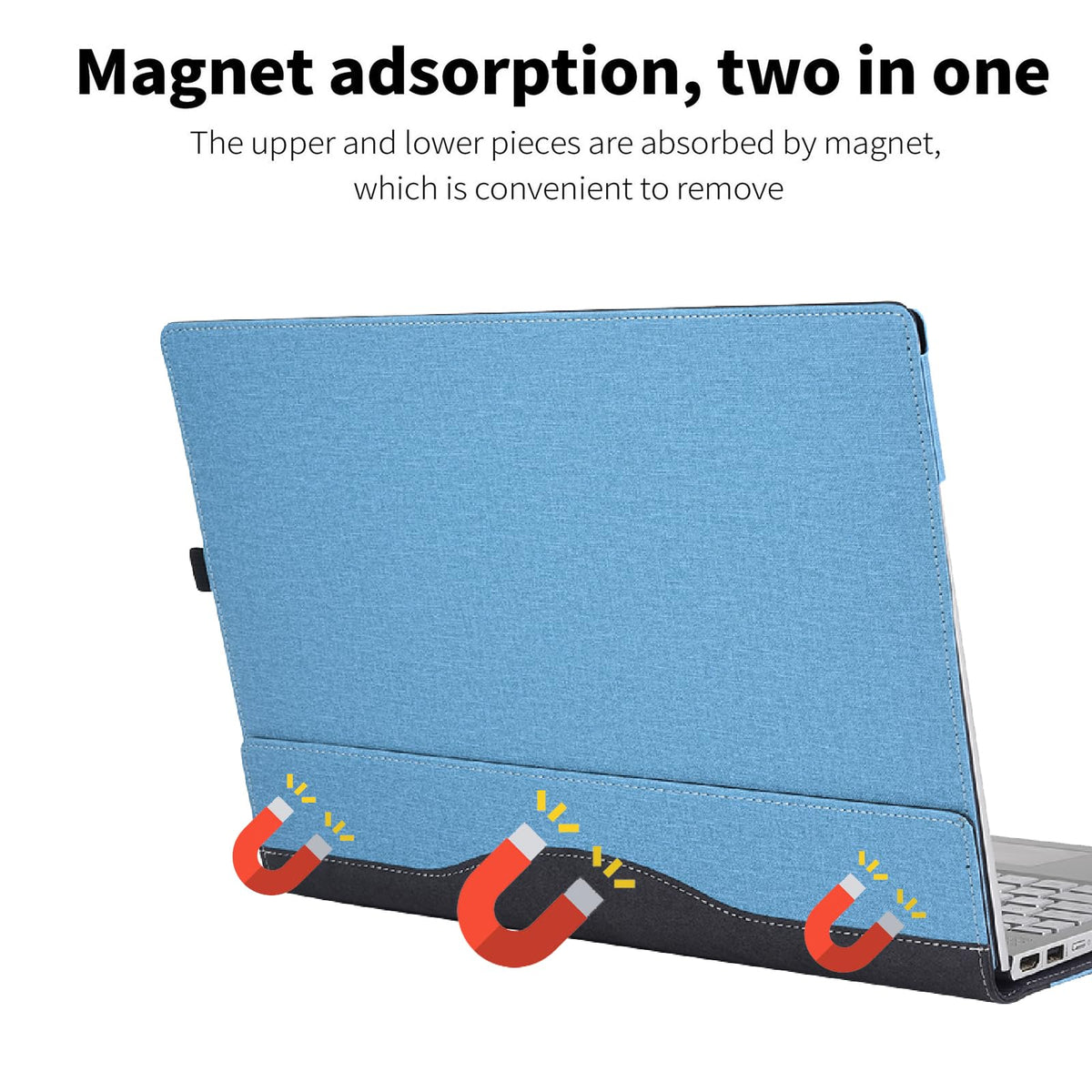 RUNMEIJIA Laptop Cover Case for Dell Latitude 5550/5540/5530/5520 2021~2024[not Compatible with Any Other Model] .2-in-1 PU Leather Detachable Notebook Sleeve Computer Bag Protective (Light Blue)