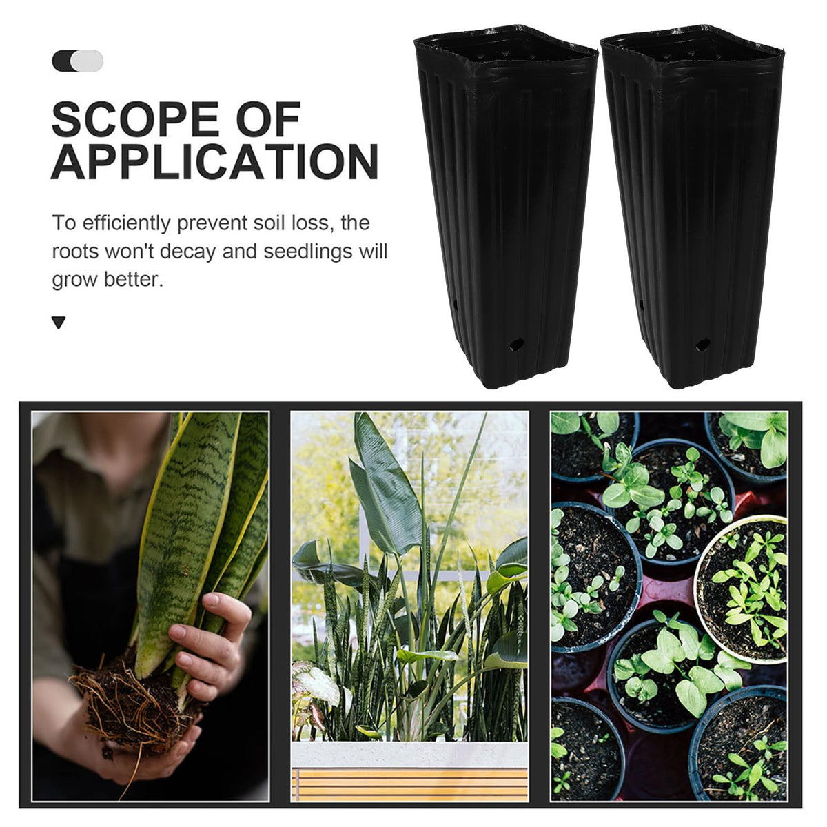 Sewroro 30 Pcs Plant Grow Bags Plastic Thickened Nursery Seedling Bags Gardening Planting Containers for Trees and Flowers
