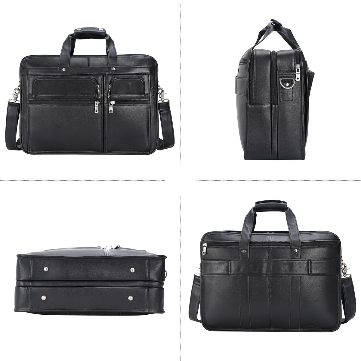 Polare 17'' Napa Leather Briefcase Laptop Attache Case Messenger Bag For Men Fits 15.6'' Laptop