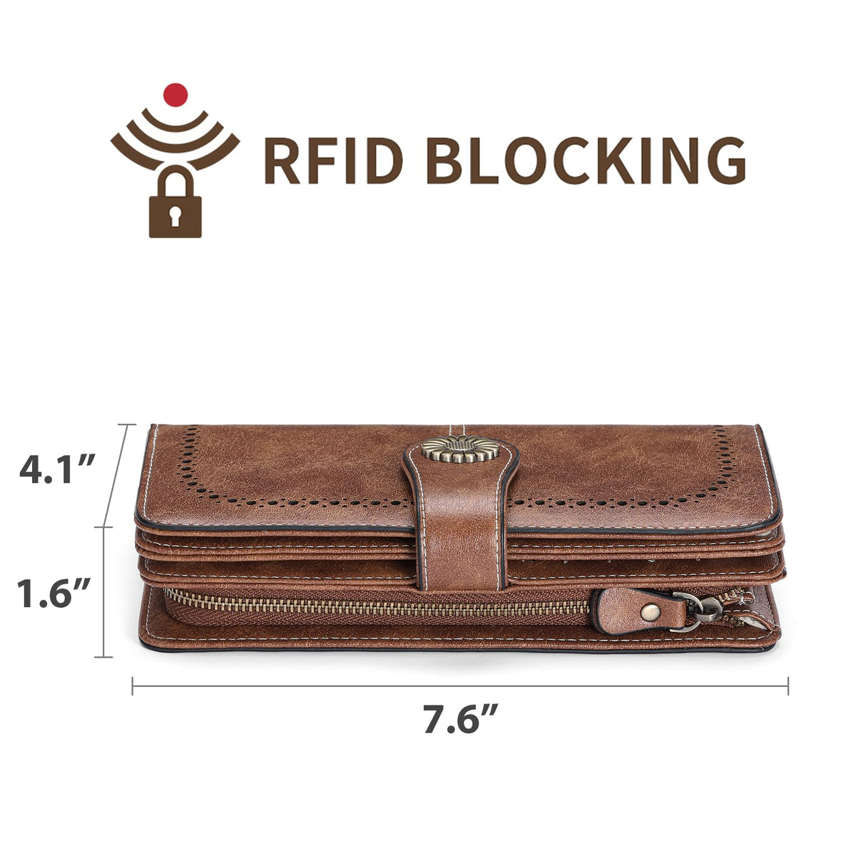 SENDEFN Wallets for Women Leather Credit Card Holder with RFID Blocking Large Capacity Wristlet