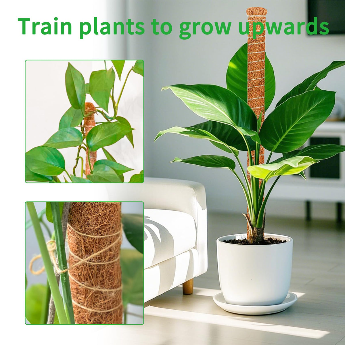 2 Pack 28 Inch Moss Pole Monstera Plant Support, Coir Moss Poles for Climbing Indoor Plants, Bendable Plant Stake Trellis for Potted Plant, Pothos, Philodendron