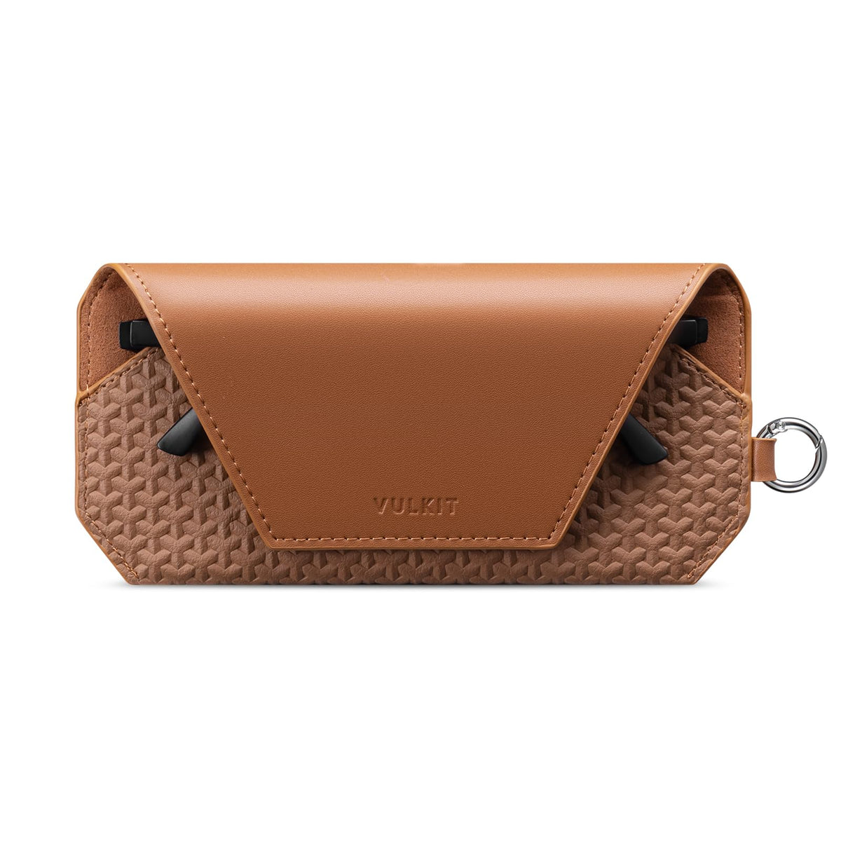 VULKIT Portable Leather Eye Glasses Case for Women & Men, Slim Sunglass Case, Unisex Eyeglass Case, Fit Most Standard Eyeglasses and Sunglasses, Brown