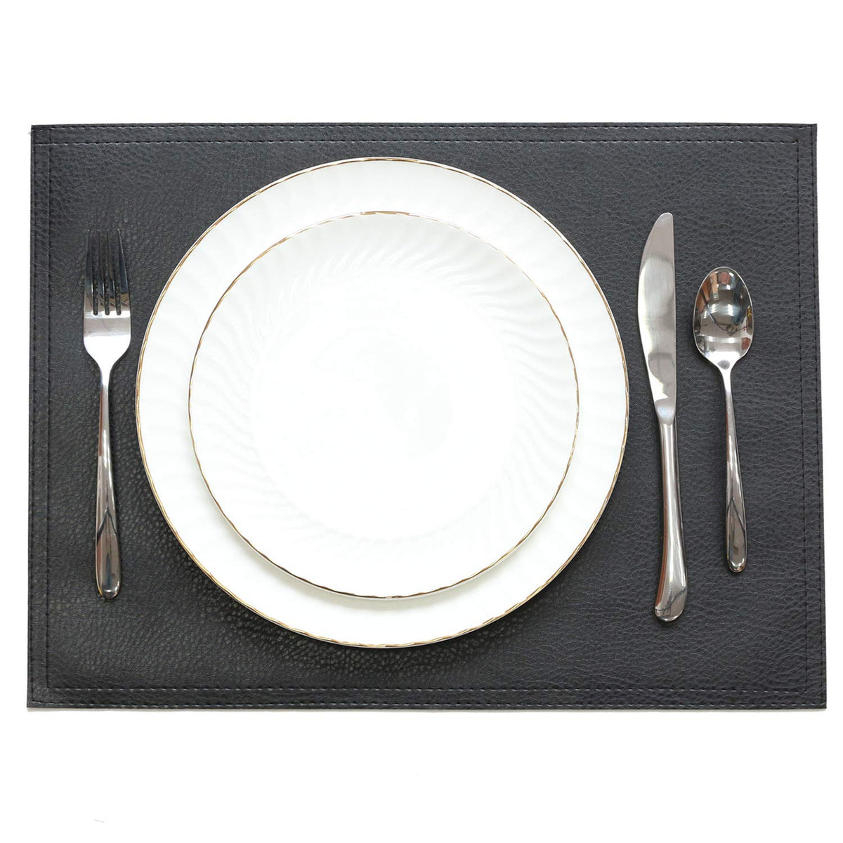 Wintop Group PU Leather Placemats, 13"X17.5", Set of 6, Black
