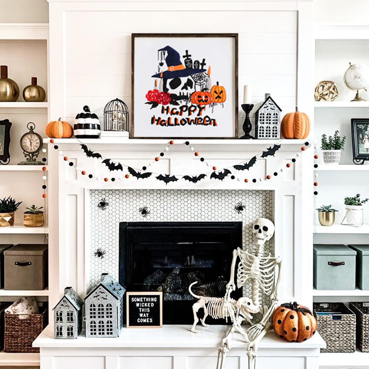 COCOMOX Halloween Embroidery kit for Beginners, 3 Set Gothic Cross Stitch Kits Pumpkin Pattern Needlepoint Craft Kit for Adults, DIY Gift