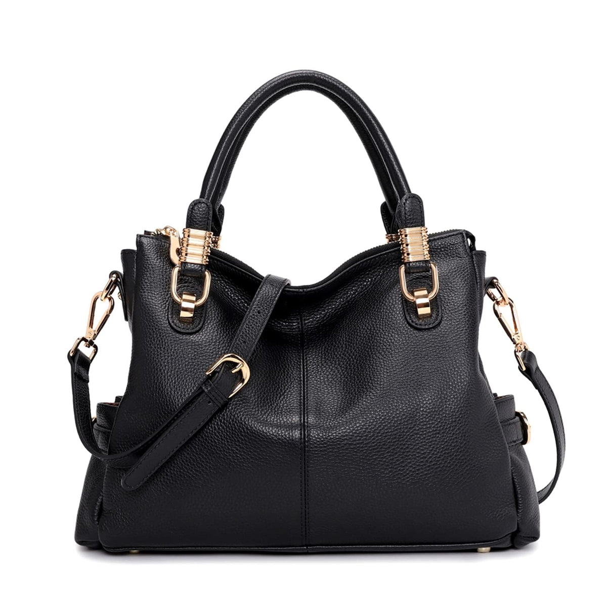 Kattee Soft Women Genuine Leather Purses and Handbags Satchel Tote Shoulder Bag (Black)