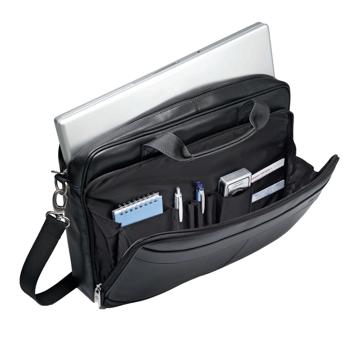 Samsonite Leather Slim Briefcase, Black, 16 Inch