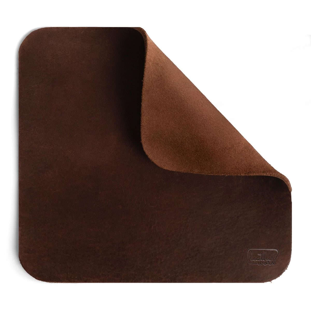 Leather Worx, Ergonomic Mouse Pad, Executive Work Desk & Office Essentials, Tracking Accuracy, Mouse Control, Thick Full Grain Leather, Handmade, Bourbon Brown