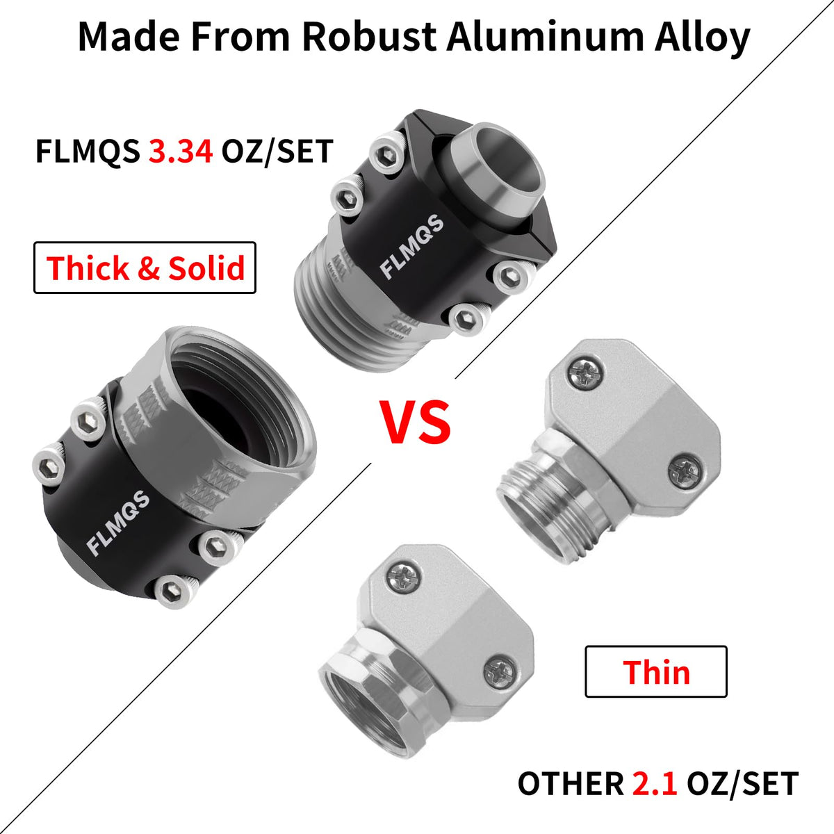 FLMQS Garden Hose Repair Connector Kit with Clamps, Fits 3/4" or 5/8" Garden Hoses, Leak-Proof Male and Female Hose Adapter, 3 Sets Black