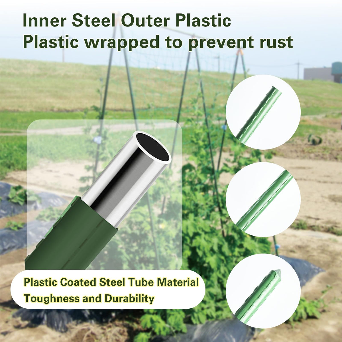 Sprigra Plant Stakes 24 inch, 2ft Steel Garden Stakes 30 Pack, Sturdy Plant Support for Climbing Plants, Tomatoes, Beans, Cucumbers, Peppers, Flowers, Potted, Strengthen and Stem to Grow Better