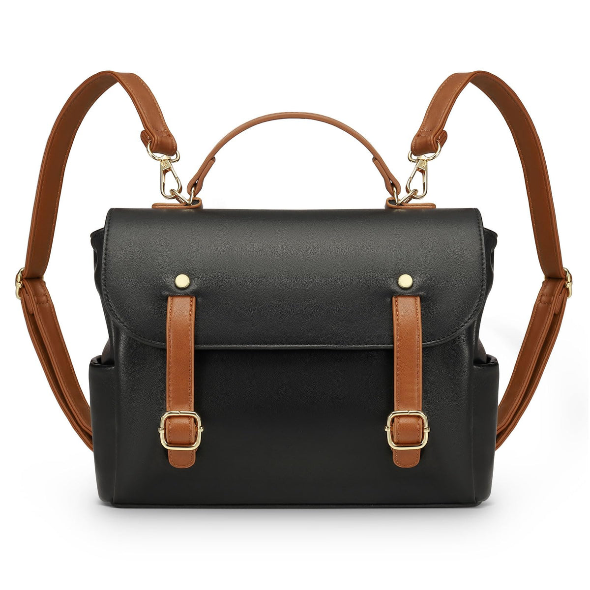 Convgo Mini Backpack Purse for Women, Small Fashion Backpack Vintage PU Leather Shoulder Bag Casual Travel Collage, Black