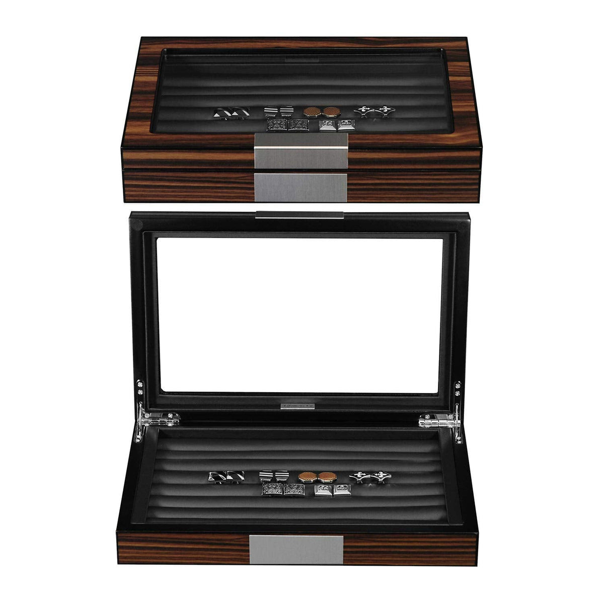 Lifomenz Co Wood Cufflink Box with Glass Window Cufflink Display Case Ring Organizer and Cufflink Box for men Hold 36-46 Pairs