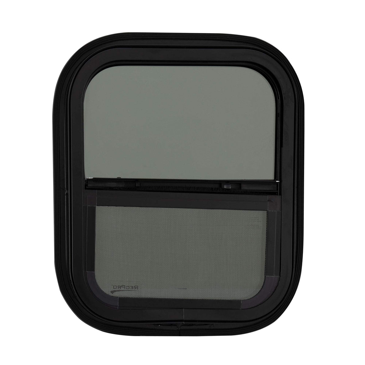 RecPro RV Window Replacement, Teardrop Style, Vertical Sliding, 14inW x 16inH, Black, Model RP-WIN, Made in USA