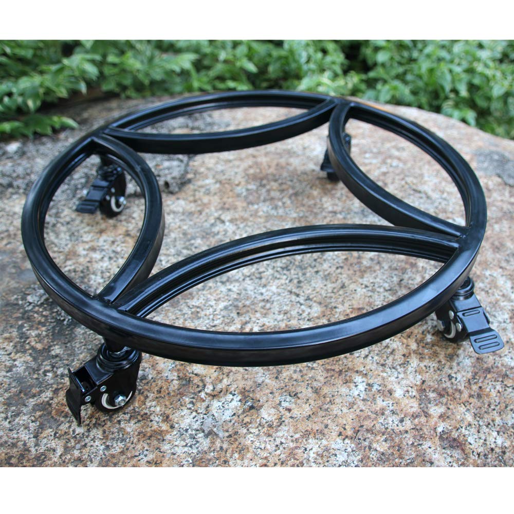 Zhongma 2 Pack Dia.15" x 3.5" H Round Plant Caddy with Wheels, Fully Assembled, Heavy Duty Construction, 300 Lbs Capacity, Load-Bearing Wheels with Brakes, No Installation Required