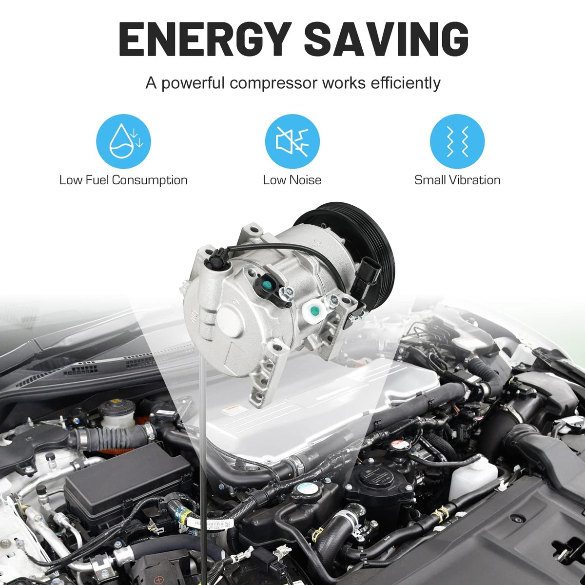 New AC Air Condition Compressor w/Clutch for Hyundai Accent 2012-2017 1.6L (ONLY Automatic Temperature Control, no Manual), for Kia Rio 2012-2017 1.6L, for CO20765C, DVE12 Style