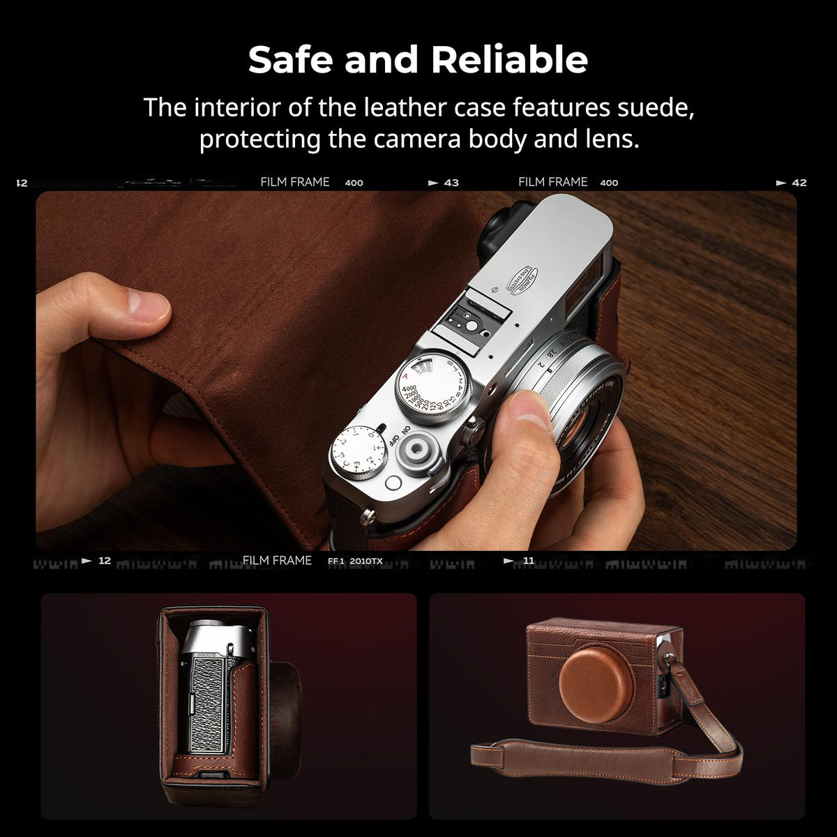 SMALLRIG Leather Case Kit for FUJIFILM X100VI, Including Half Case, Flip Cover and Shoulder Strap, Genuine Leather Material, Portable and Protecting - 4558