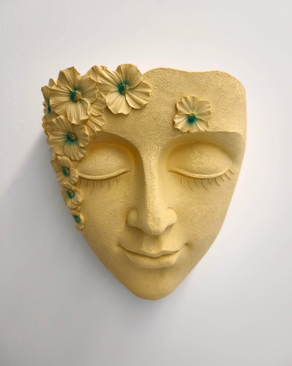 KOXHERO Face Shape Wall Planter Elegant Yellow Resin Wall-Mounted Head Pot with Drainage Hole Unique Small Vase Holder for Flower,Succulents, Hanging Plants for Plant Lovers