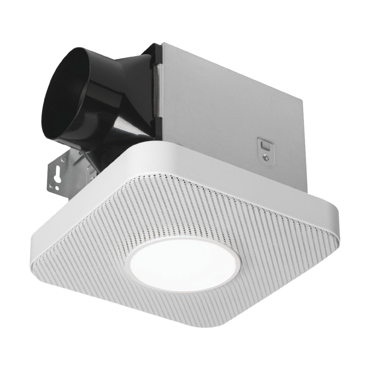 Homewerks 7130-40-BT DC Bathroom Fan with Light and Bluetooth Speaker 90-CFM 1.2 Sones White Easy Install, 4000 Kelvin Cool White Light