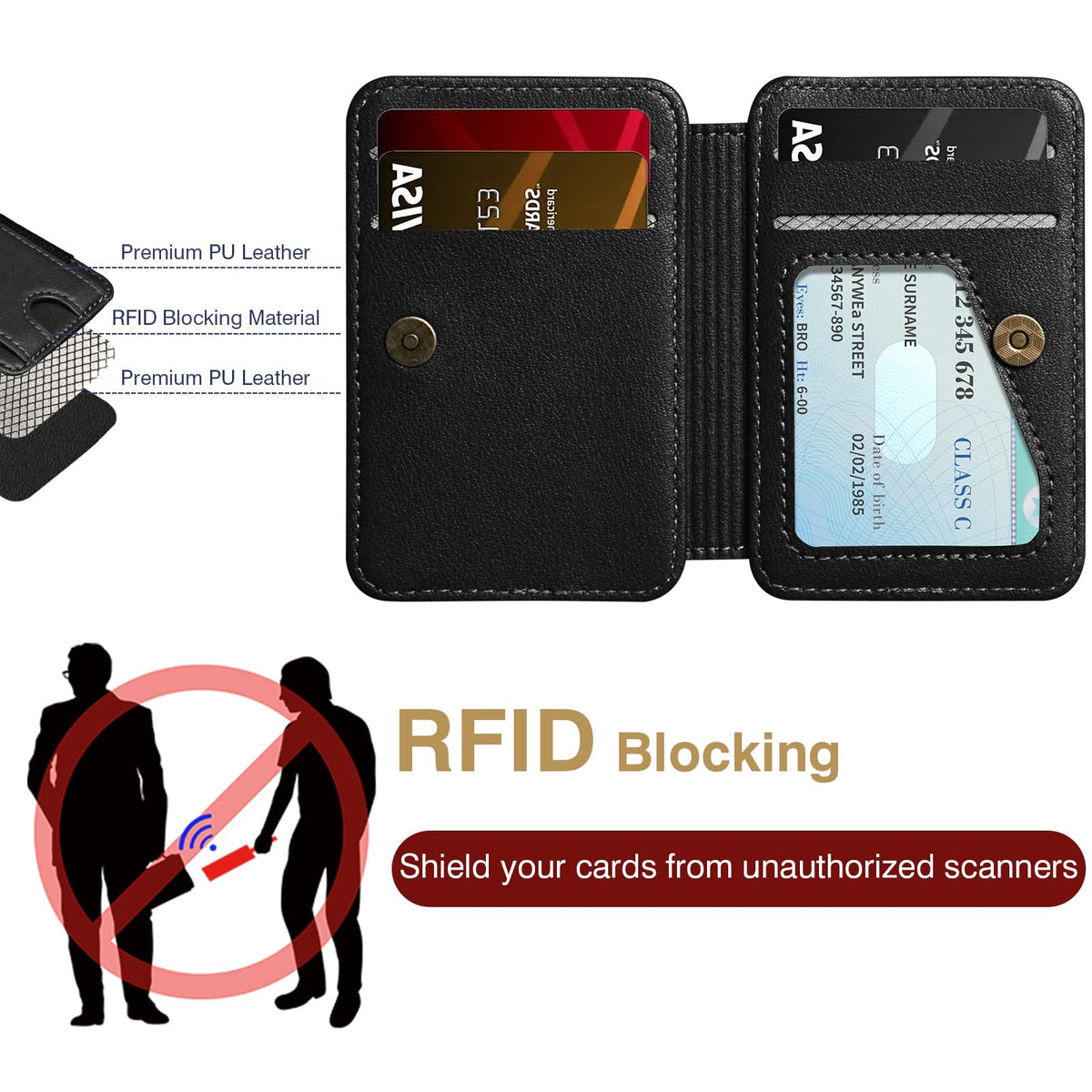 LOHASIC Magnetic wallet for iPhone 12/13/14/15/16/17 Pro/Pro Max/Plus – 10+ Cards MagSafe Wallet,Bi-Fold Detachable magnetic phone wallet/Card Holder, RFID Blocking, PU Leather, Black