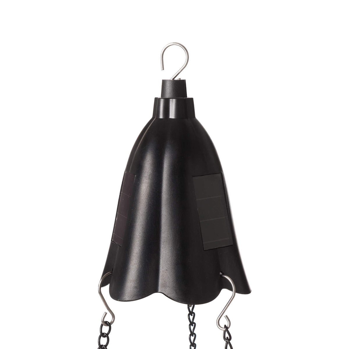 Glitzhome 30" H Plastic Hanging Planter with Solar Lights, Black Plant Basket Hanger with Chain for Outdoor Indoor Plants