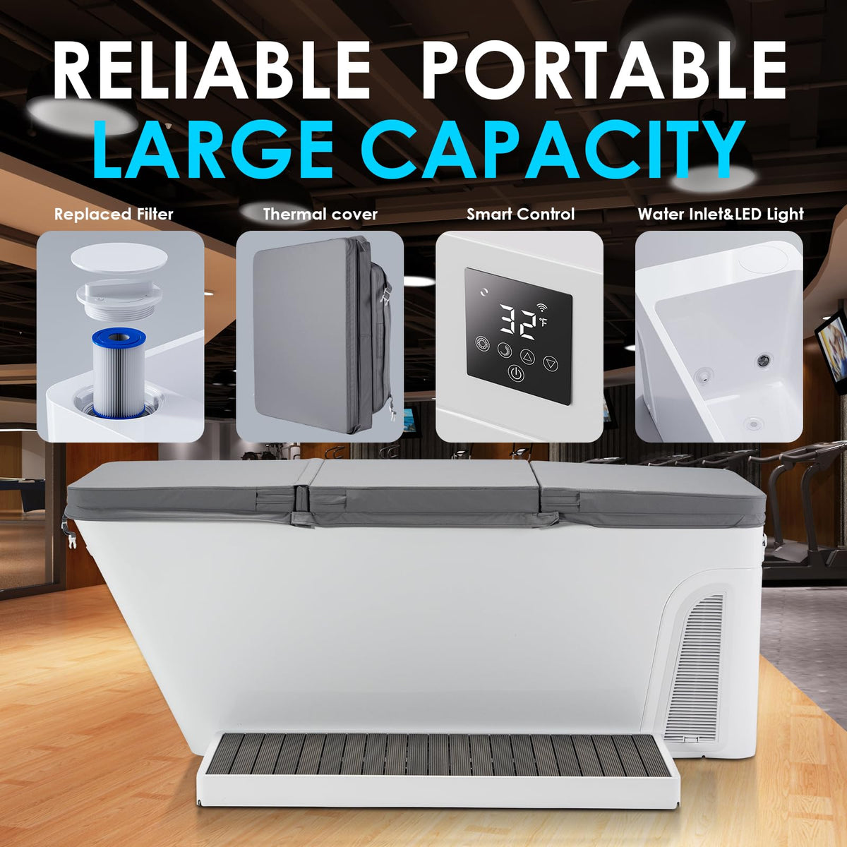 ICEGALAX Ice Bath Tub with Built-In Chiller (Down to 32℉), Smartphone Control, Whisper-Quiet, Freestanding Design for Full-Body Recovery & Cold Therapy, All-in Gen 2