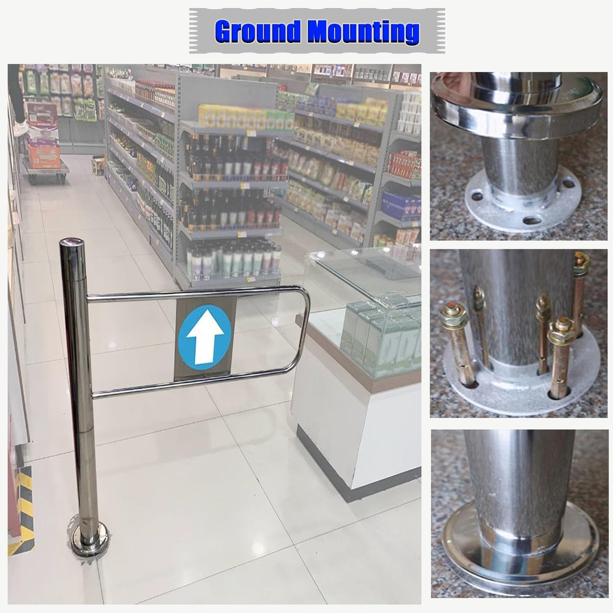 Stainless Steel One-Way Security Turnstile Gate, Double-Spring Entry/Exit Barrier, 75 cm Wide Safety Gate for Supermarkets, Airports & High-Traffic Areas