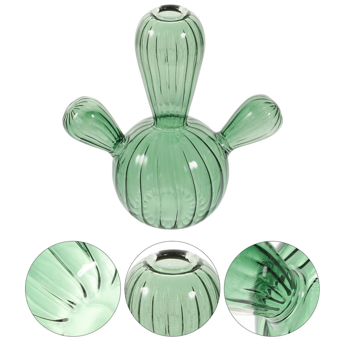 BUTIFULSIC Cactus Shaped Glass Vase Small Hydroponic Plant Container Green Glass Flower Vase Decorative Terrarium for Home Décor Tabletop Display