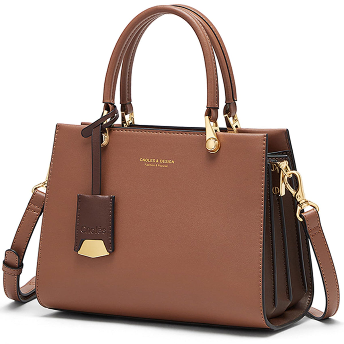 Cnoles Handbags for Women Fashion Leather Tote Shoulder Bags Ladies Handle Satchel Purse Brown