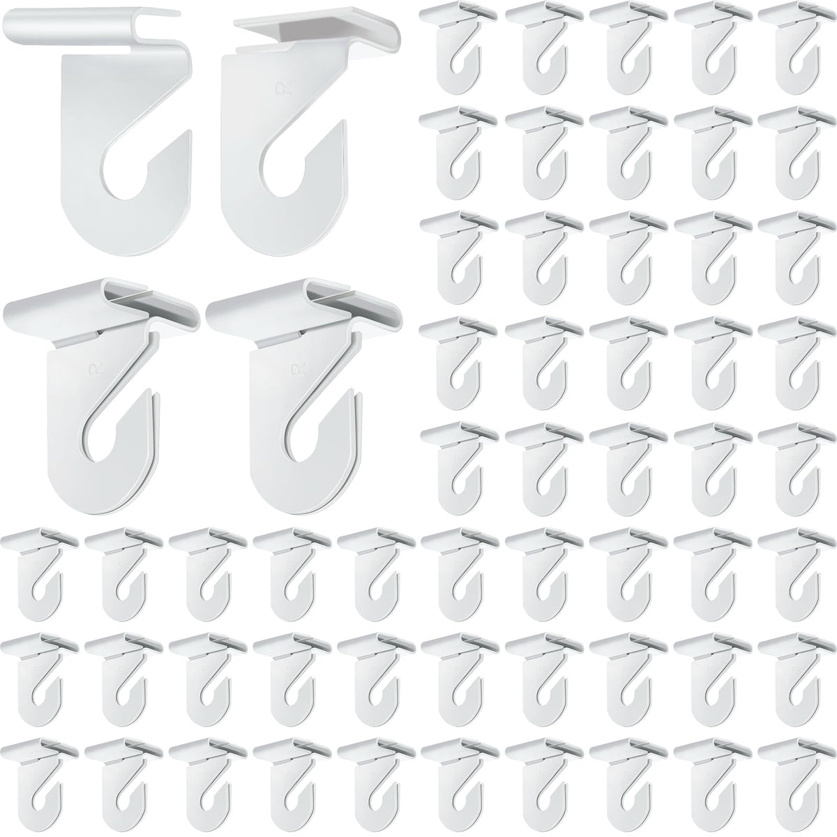 Vicenpal 100 Pair Drop Ceiling Hooks Bulk for Classrooms Hanging, Metal Suspended Track Tile Hooks Aluminum White Heavy Duty T Bar Clips, Hold up to 20 Lbs for School Offices Plants Decorations