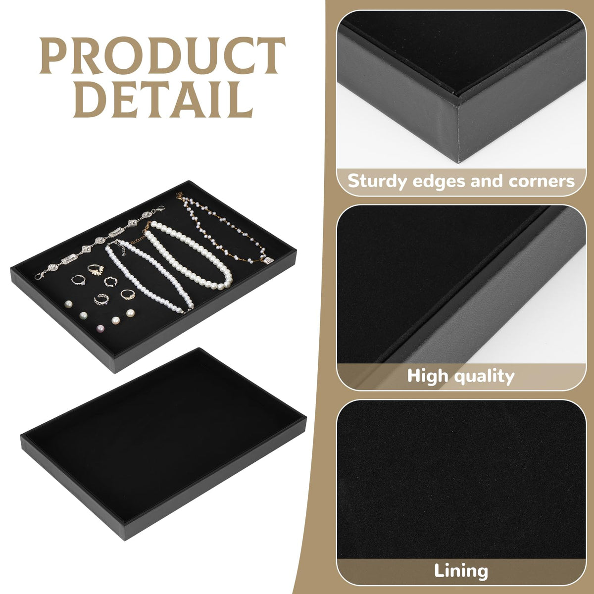 YEXEXINM 12 Pcs Velvet Stackable Jewelry Tray Showcase Display, Jewelry Organizer Trays for Drawers and Countertop, Black Empty Plates for Necklace, Ring, Bracelet, and Earring Storage Display