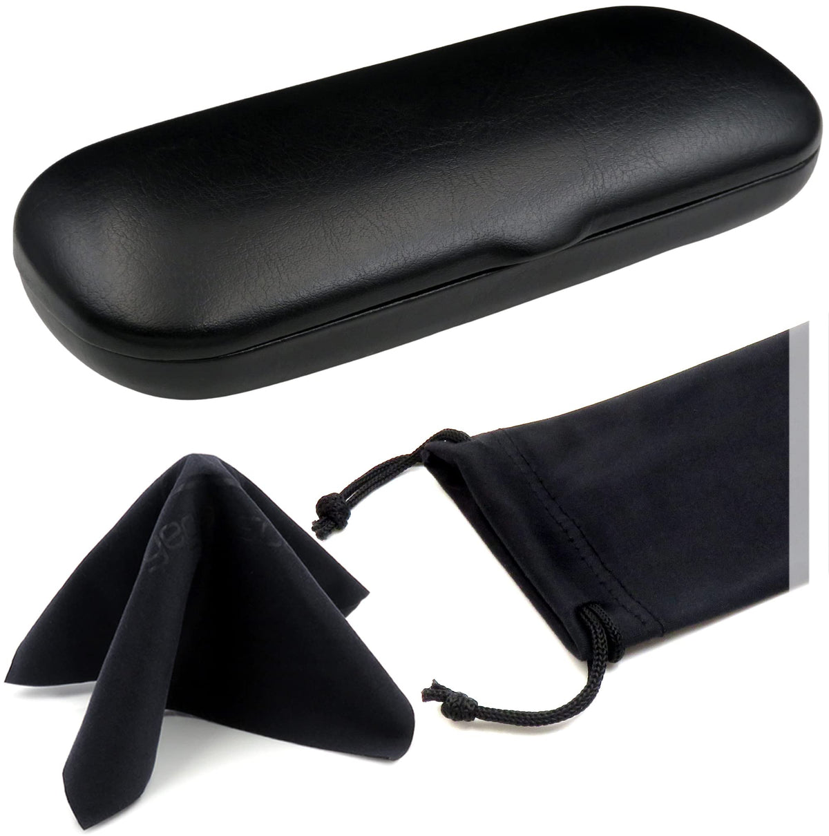 SMALL/NARROW/SLIM Hard Shell Eyeglass Case – Small Protective Glasses Case with Microfiber Pouch & Cleaning Cloth fit readers and reading frames (S5 Classic Black)