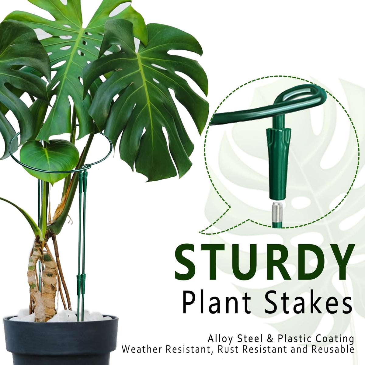 6 Pack Threaded Lock Metal Plant Support Stakes - 25" H Tall Peony Cage, Reusable Detachable Garden Ring for Hydrangea/Rose Bush/Potted Flowers, Indoor Outdoor Heavy Duty (10" W)