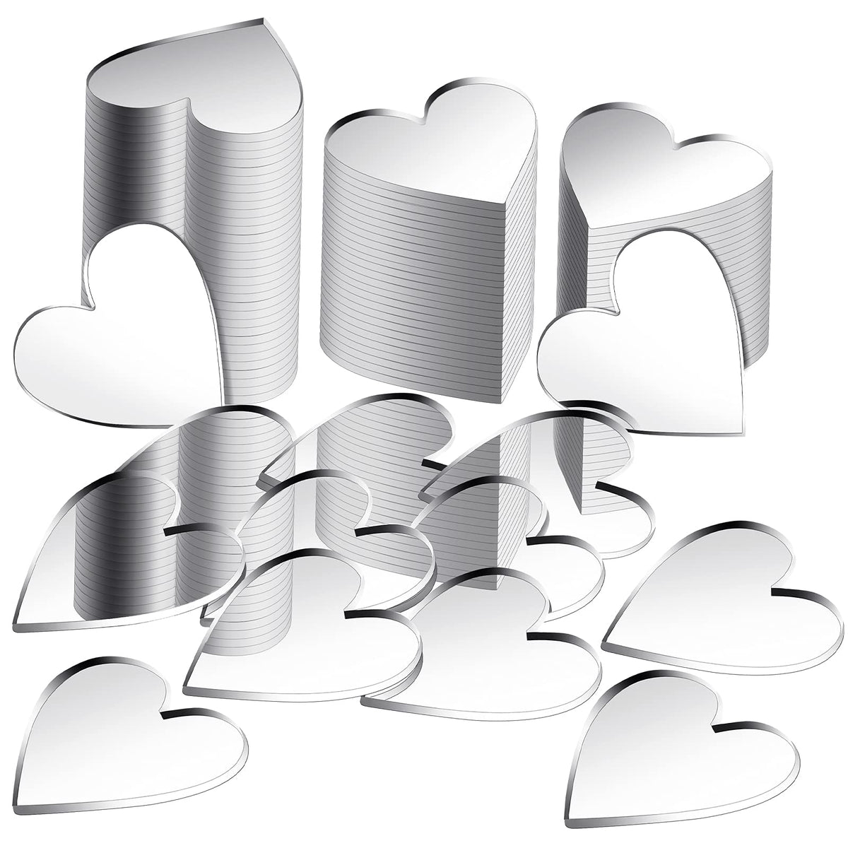 Jetec 100 Pcs Heart Shaped Mirror Tiles, Tiny Mirrors for Crafts, DIY Mosaic Small Circle Mini Mirror Tiles for Arts and Crafts Projects, Traveling, Framing, Room Home Decor(2 Inch)