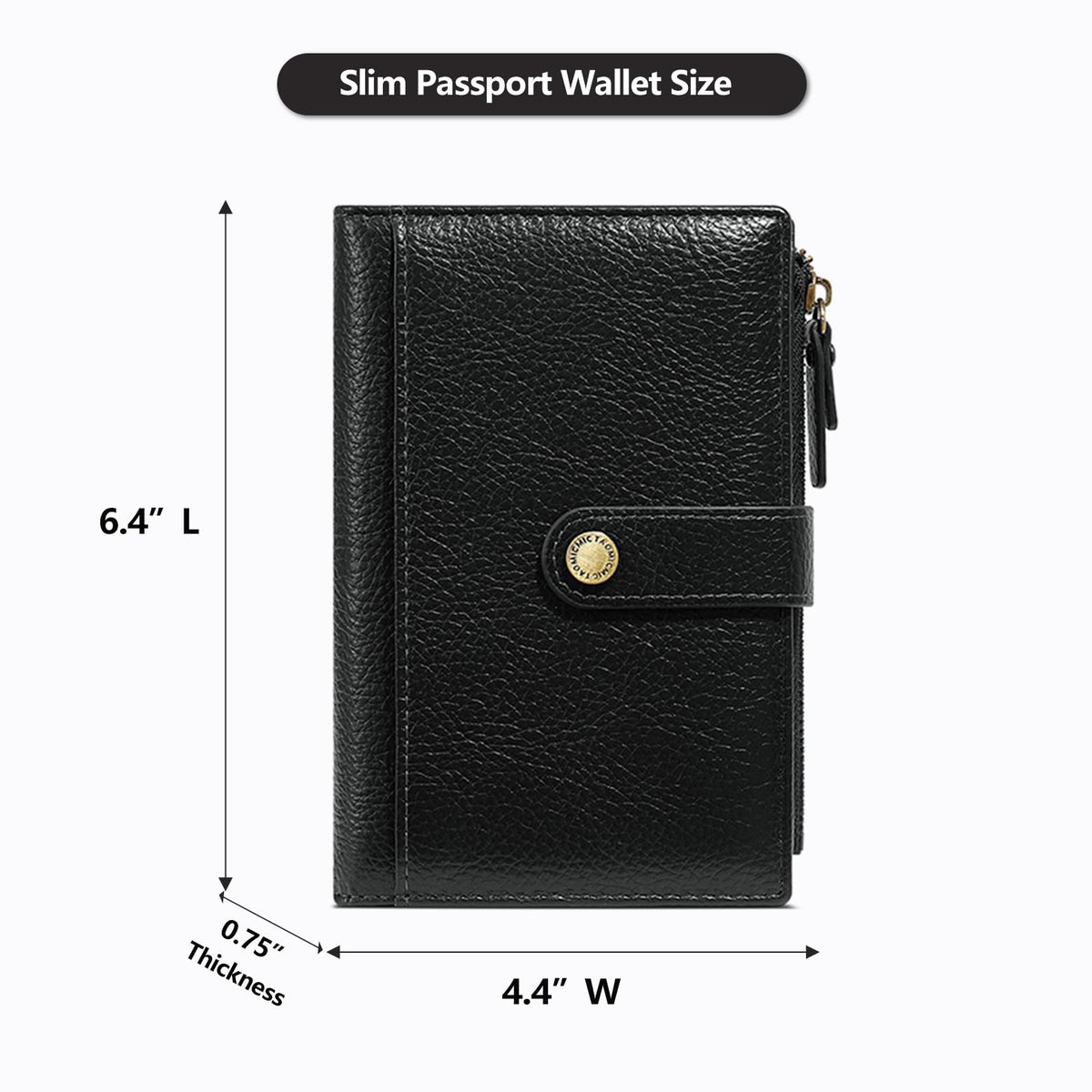 Slim RFID Blocking Passport Holder Wallet,PU Leather Travel Card Organizer,Lightweight Passport Case for Women Men (Black)
