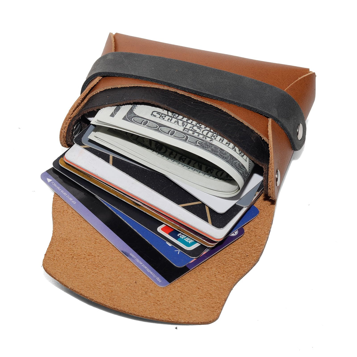 JingRongDa Leather Card Case Wallet, Slim Money Holder with Credit Card Slots Large Capacity Wallet for 30 Cards/Poker/Cash (light brown)