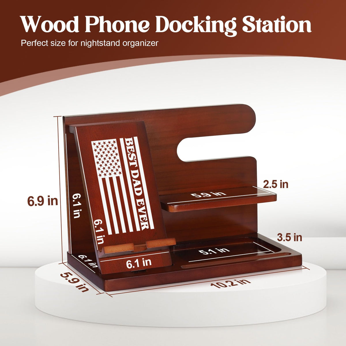Dad Gifts for Fathers Day, Fathers Day Dad Gifts from Daughter Son, Fathers Day Husband Gifts from Wife, Christmas Birthday Gifts for Dad, Stocking Stuffers for Men Him Dad, Wood Phone Docking Station