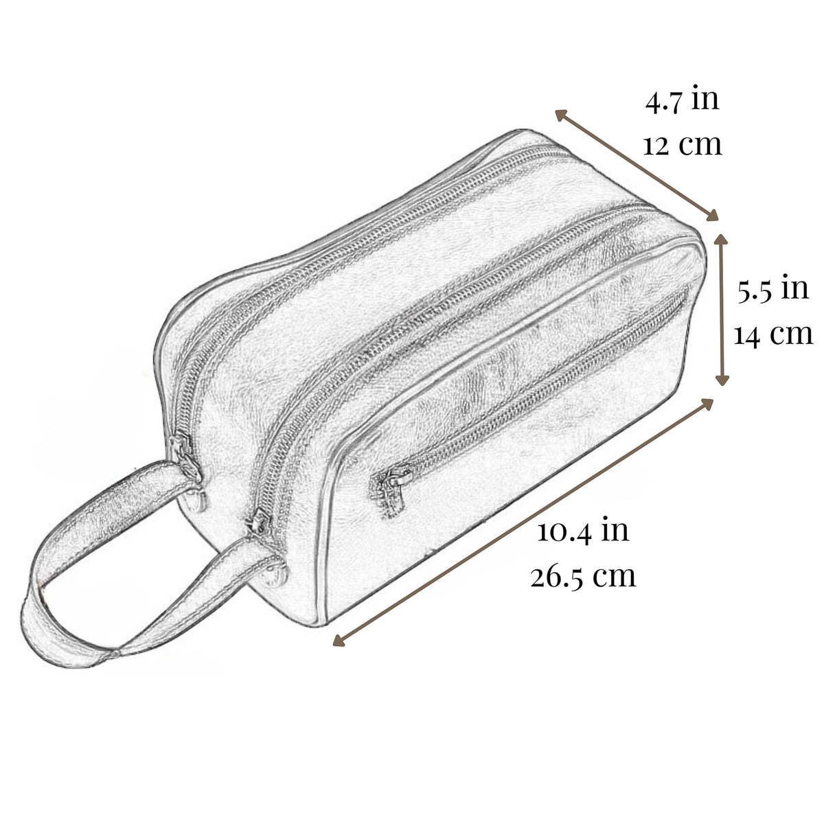 Time Resistance Leather Cosmetic Bag - Italian Toiletry Dopp Kit (Black)