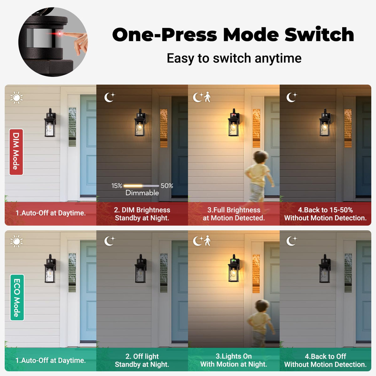 OPAXIS Wall Mount Exterior Lighting Fixture with Motion Sensor, GFCI Outlet, Aluminum, 1-Pack, Oil Rubbed Bronze Gold Trim, Model P81611