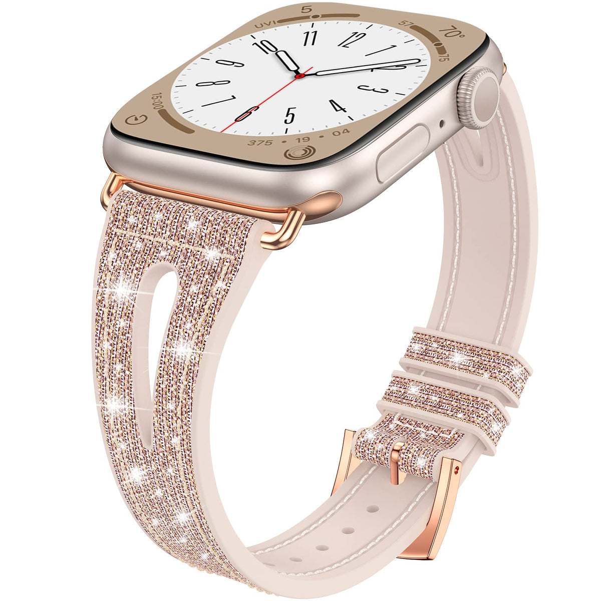 Goton Bling Silicone Band for Apple Watch Series 11/10 42mm, Series 7/8/9 41mm, Series 6/5/4/SE/SE2/SE3 40mm, Soft & Breathable Glitter Strap for Women, Stylish, Adjustable, Comfortable Fit, Sparkle