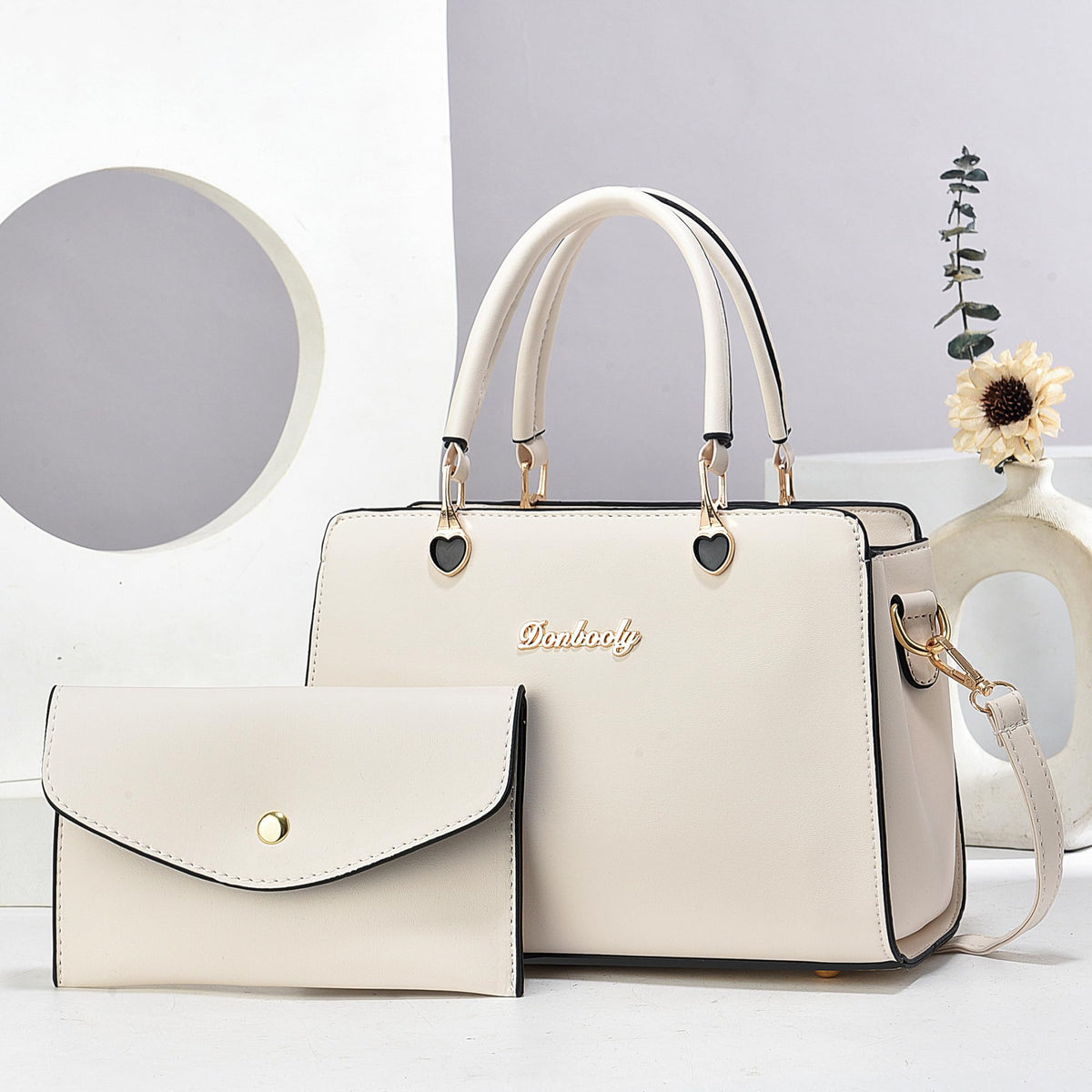 Xiaoyu Fashion Purses and Handbags for Women Elegant Crossbody bag Ladies Top Handle Satchel Shoulder Bags 2-Piece Set Small Totes (White2)