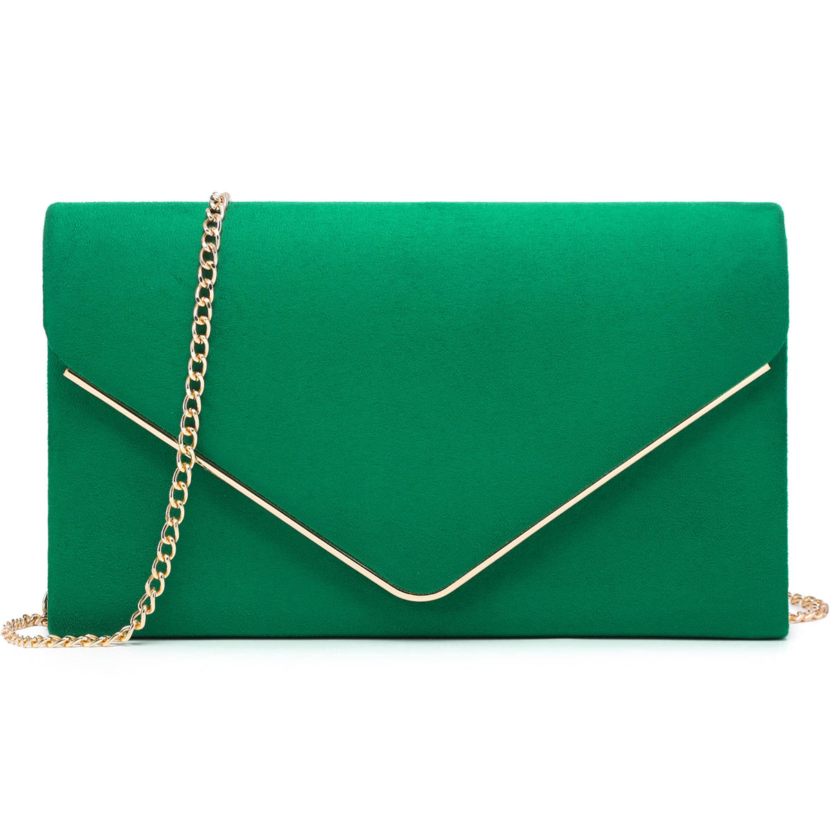 Dasein Women's Evening Clutch Bags Formal Party Clutches Wedding Purses Cocktail Prom Clutches (1-(Gold Hardware) Dark Green)