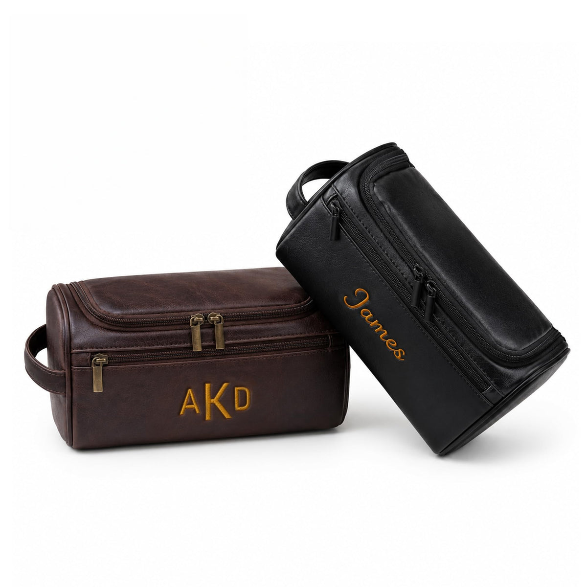 Personalized Toiletry Bag for Dad, Custom Embroidery with Name Letter PU Leather Waterproof Toiletry Organizer Dopp Kit Travel Essential for Dad Husband Groomsmen Father's Day Anniversary(Black)