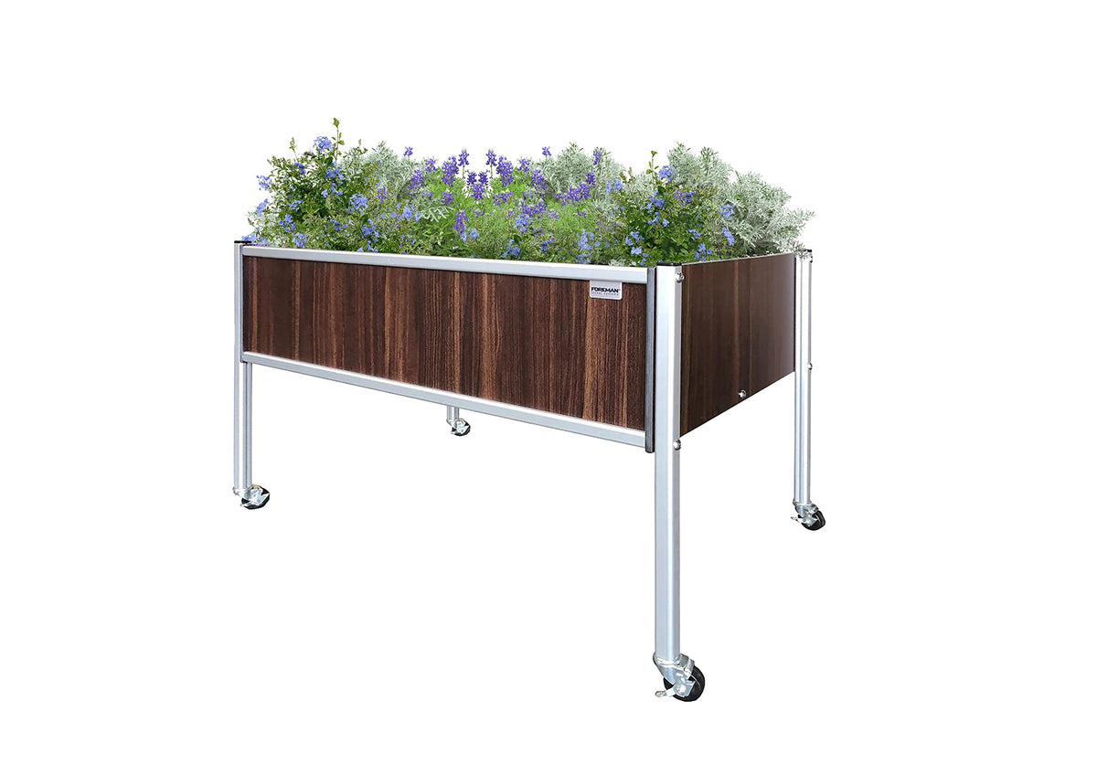 Foreman Raised Garden Bed on Wheels – Weather-Resistant Raised Garden Bed (48" x 24" x 32") with Drainage, Ideal Raised Garden Bed for Vegetables & Flowers – 300 lb Capacity, Tosca Wood Grain