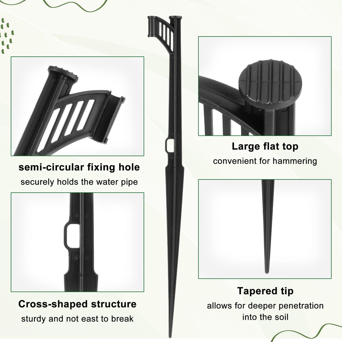 Mornajina 20 Pcs 12.8 Inch Irrigation Drip Support Stakes 1/4 Inch Adjustable Riser Drip Lines Tubing Hose Holder for Drip Irrigation Systems
