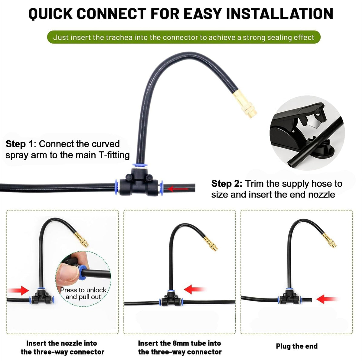 50FT Drip Irrigation Kit for Garden Beds, Greenhouse & Potted Plants – Adjustable Micro Watering System with 1/4" Distribution Tubing, Emitters, Connectors & Stakes