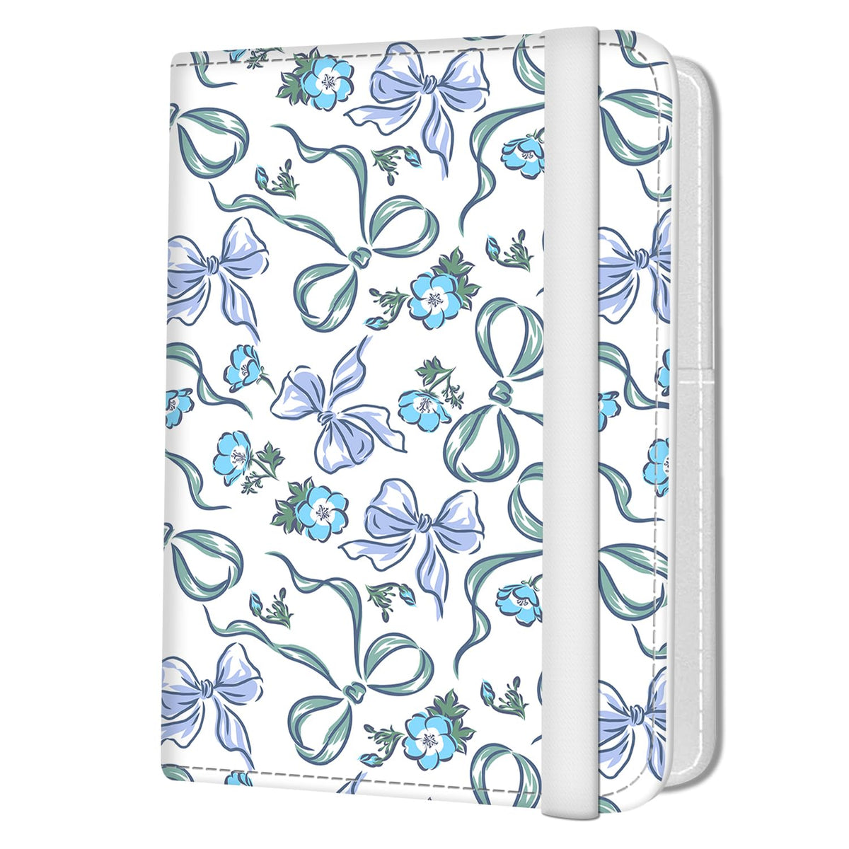 NUGGHU Passport Holder for Travel Essentials, Leather RFID Blocking Passport Wallet Cover Case, Cute Passport Book Holders for Women and Men Blue Bowtie