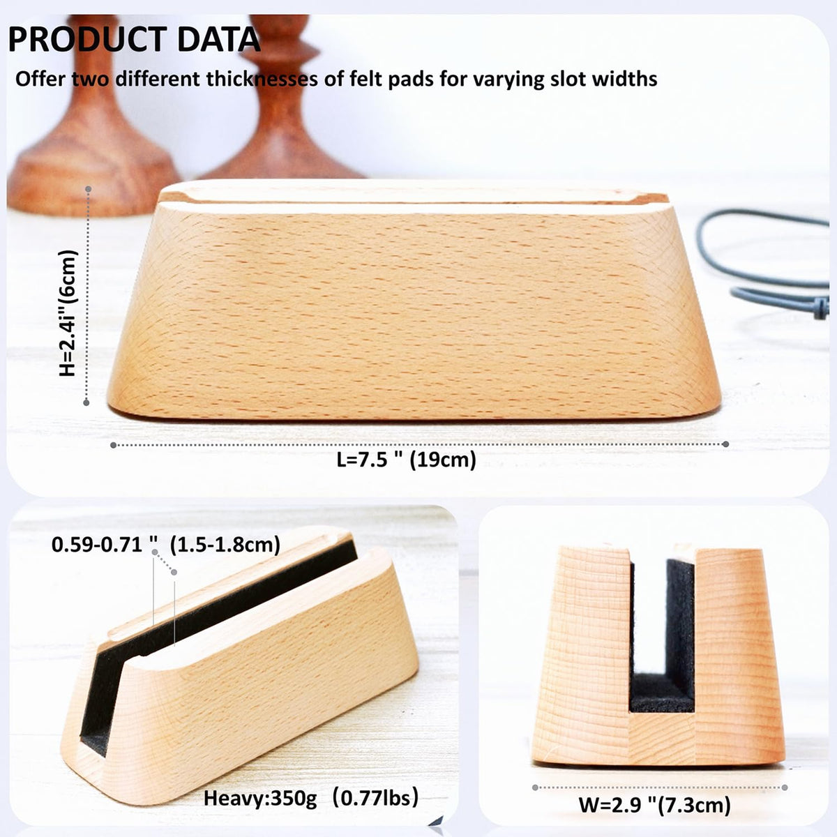 ACODE Wood Vertical Laptop Stand for Desk - Compatible With MacBook Pro Air, Surfaces - Storage Rack Slot Thickness 0.59" to 0.71" - Upright Holder