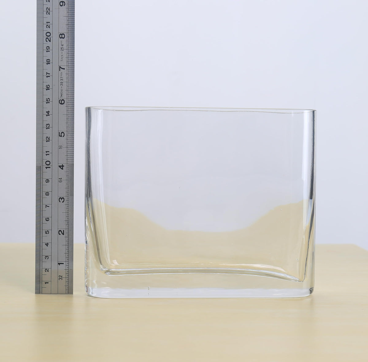 CYS EXCEL Glass Book Vase (H:6" Open:7"x2") Round Edge Oval Flower Vase Rectangular Wedding Centerpiece
