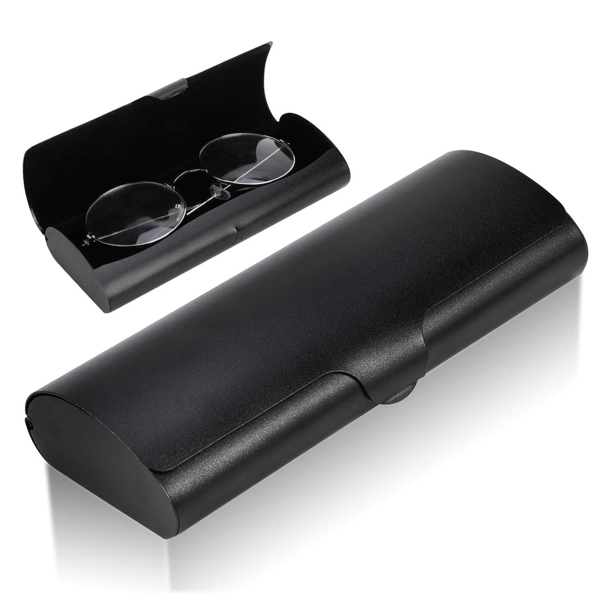 Hifot Aluminium Glasses Case, Slim Reading Glasses Case, Portable Travel Black Eyeglass Spectacles Protection Hard Shell Case