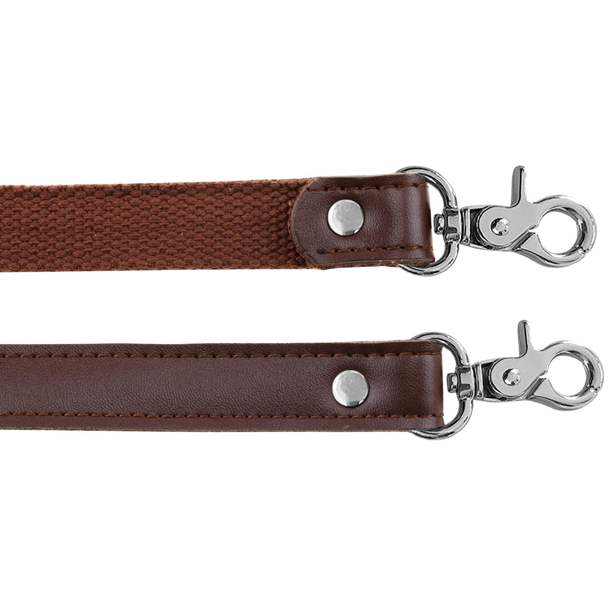 Allzedream Genuine Leather Purse Strap Sewing Canvas Replacement Handbag Shoulder Bag 2 Pcs (Coffee, Silver Hardware)