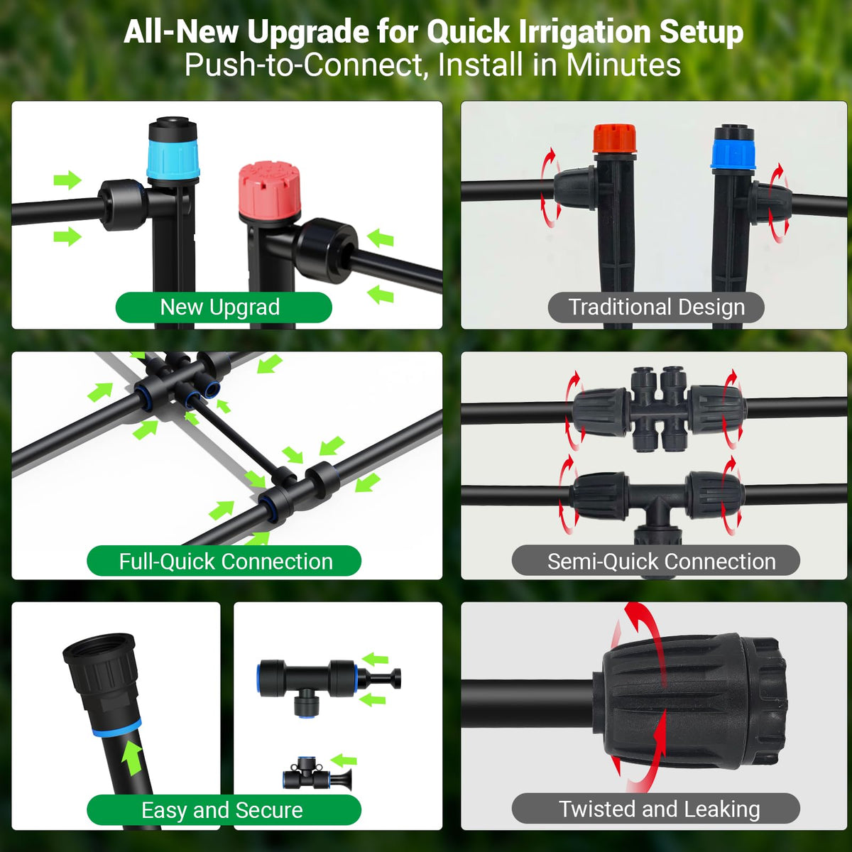 230FT Drip Irrigation System for Garden, 2026 Upgraded DIY Automatic Plant Watering Kit with Push-Fit Connectors, 30 Water-Saving Adjustable Drip Emitters for Yard, Lawn & Greenhouse